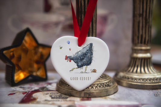 Good Cluck Chicken Ceramic Heart