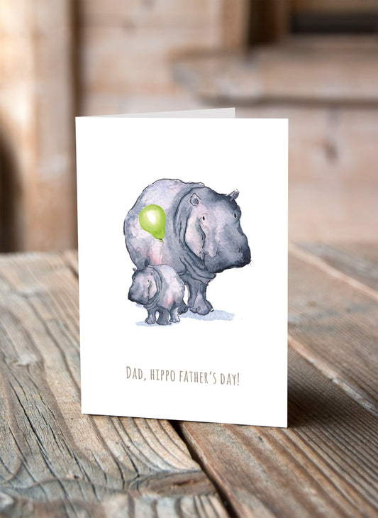 Hippo Father's Day - Father's Day Card - Wildlife Collection - Pack of 6