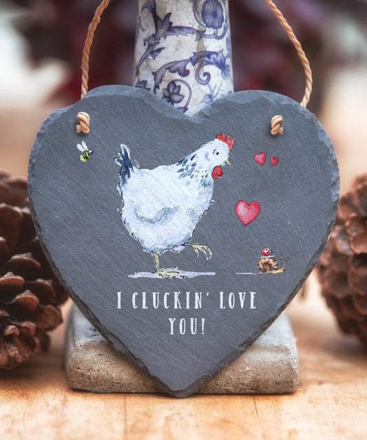 Love You Chicken Slate Heart