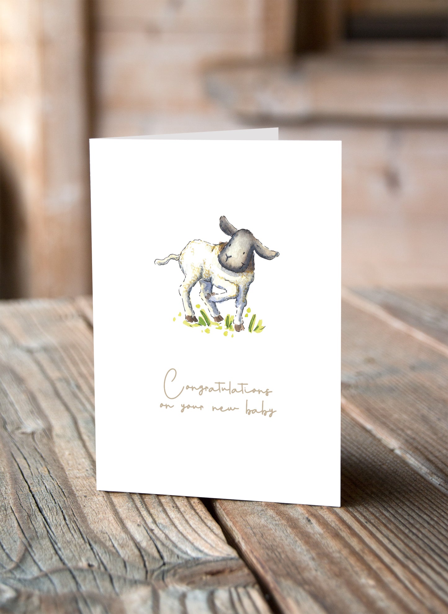 New Baby Spring Lamb Greeting Card - Pack of 6