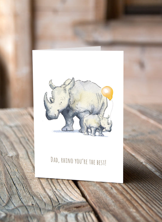 Rhino You're The Best - Father's Day Card - Wildlife Collection - Pack of 6