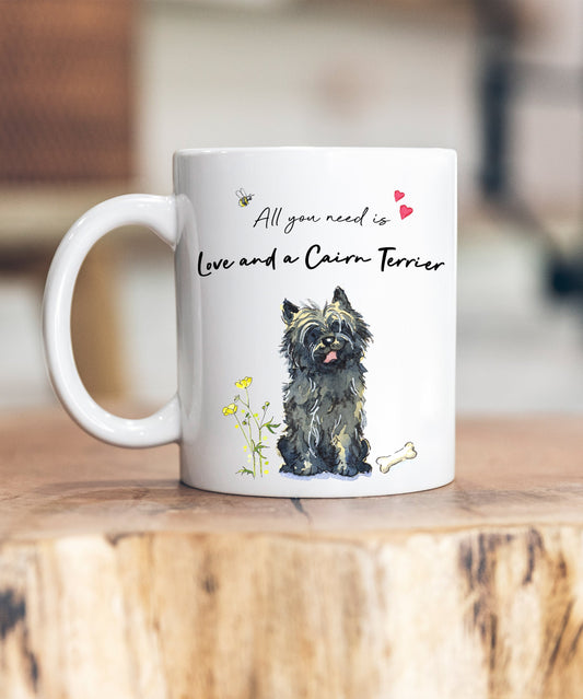 Love and a Cairn Terrier Black Ceramic Mug