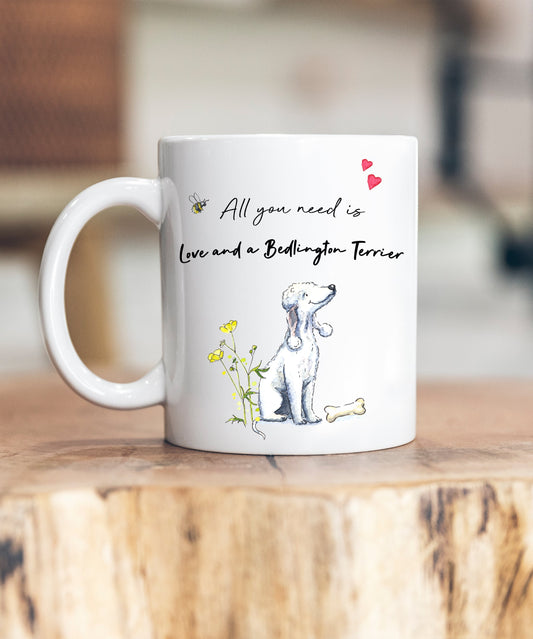 Love and a Bedlington Terrier Ceramic Mug