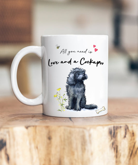 Love and a Cockapoo Black Ceramic Mug