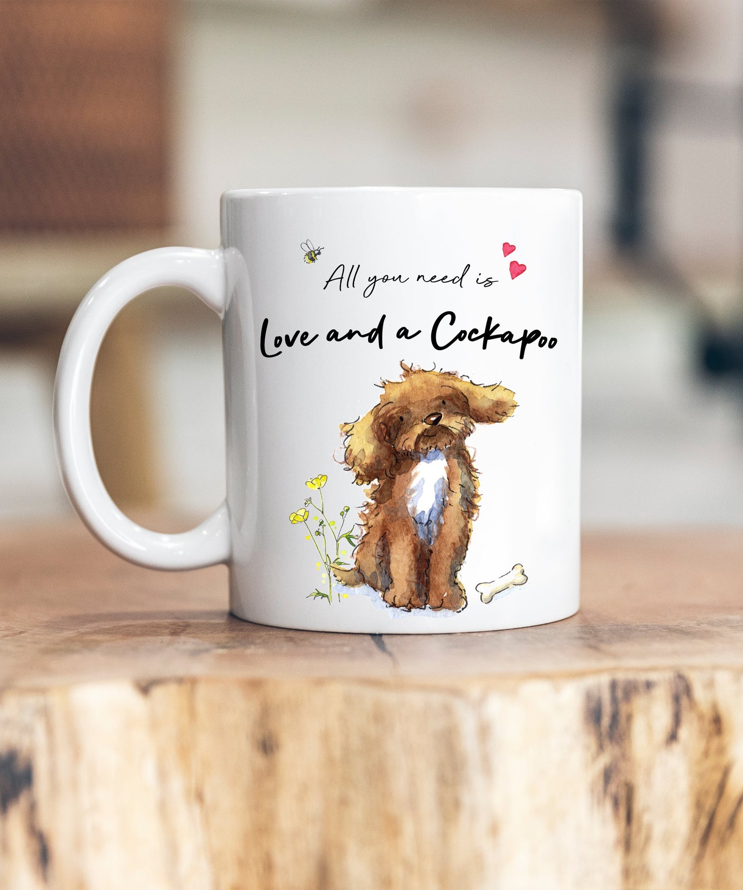 Love and a Cockapoo Brown & White Ceramic Mug