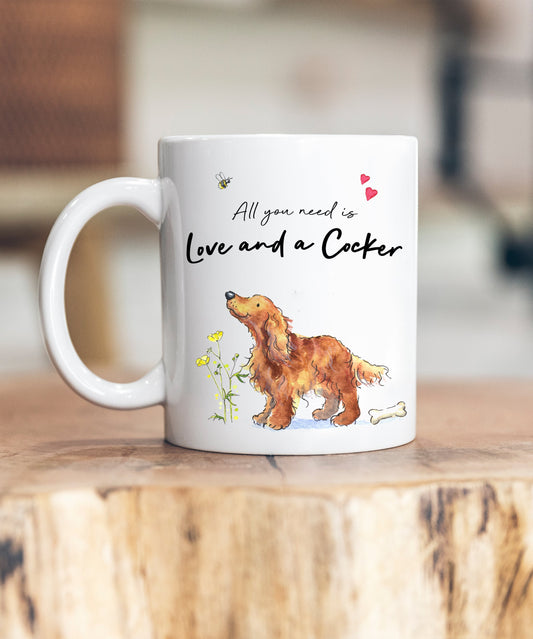 Love and a Cocker Tan Ceramic Mug