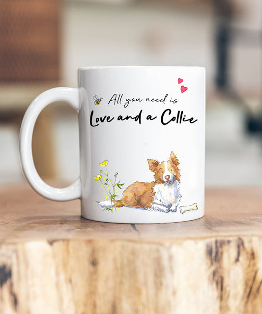 Love and a Collie Tan & White Ceramic Mug