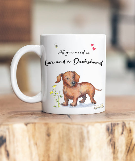 Love and a Dachshund Red Ceramic Mug