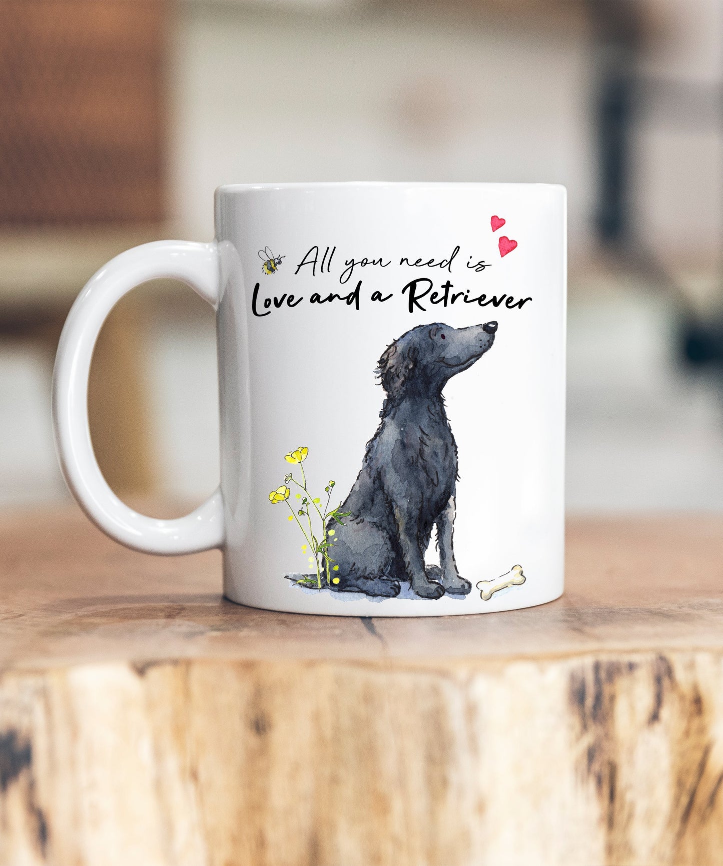 Love and a Flat Coated Retriever Ceramic Mug