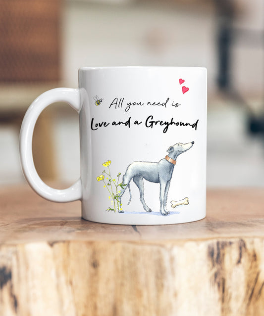 Love and a Greyhound Blue Ceramic Mug