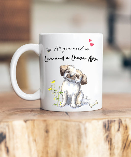 Love and a Lhasa Apso White Ceramic Mug