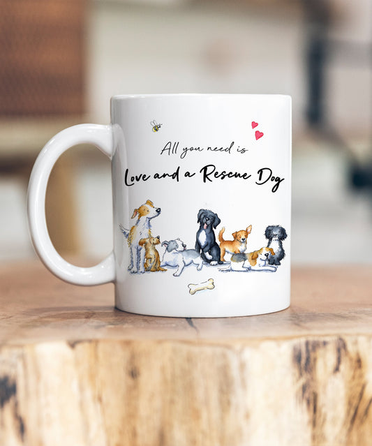 Love and a Rescue Dog Ceramic Mug