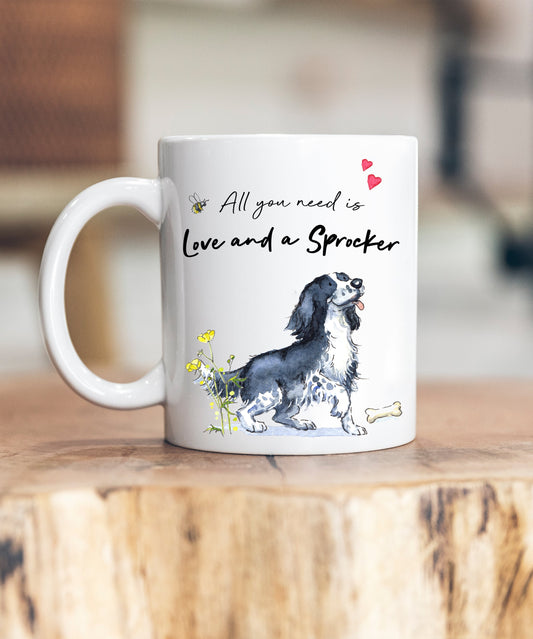 Love and a Sprocker Black & White Ceramic Mug