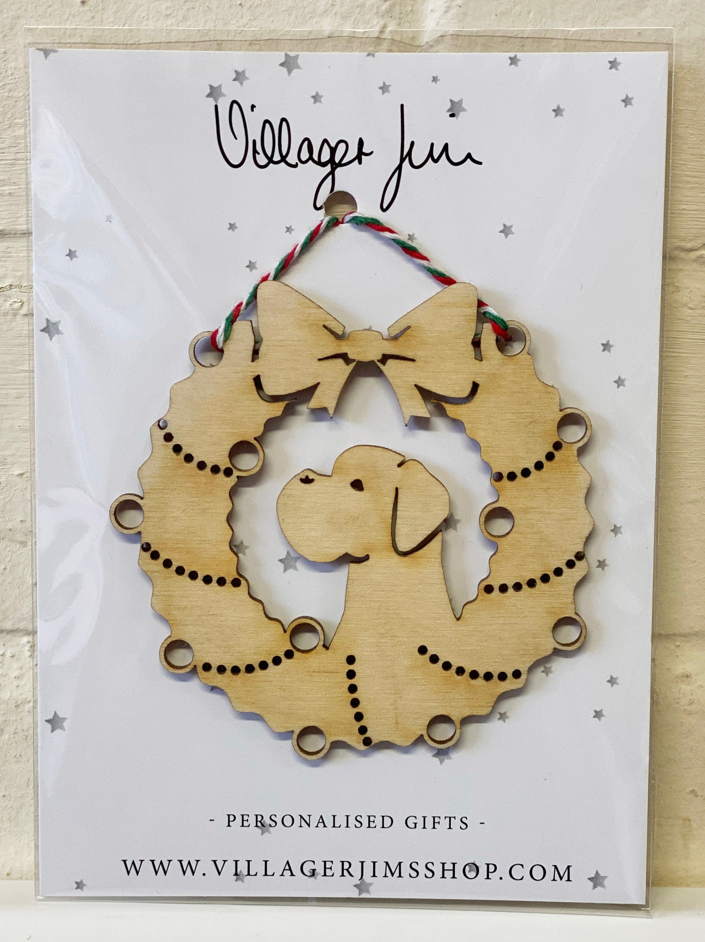 Boxer - Wooden Wreath Bauble