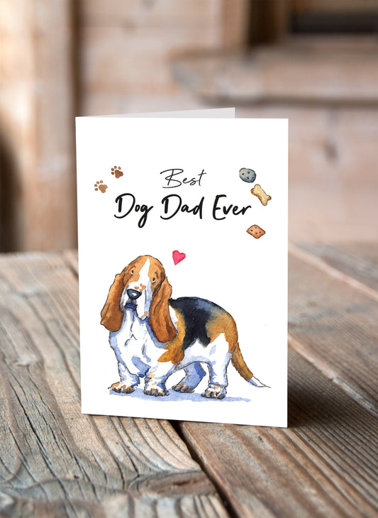Best Dog Dad Basset Hound Greeting Card