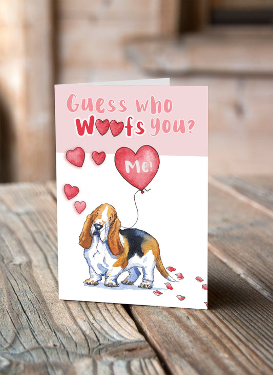 Basset Hound Valentine's Card
