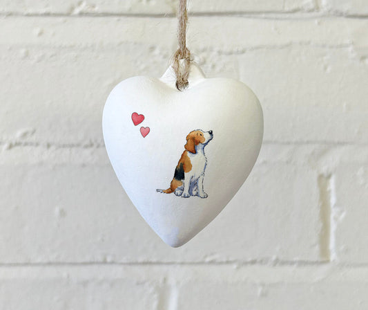 Beagle Ceramic Heart Bauble