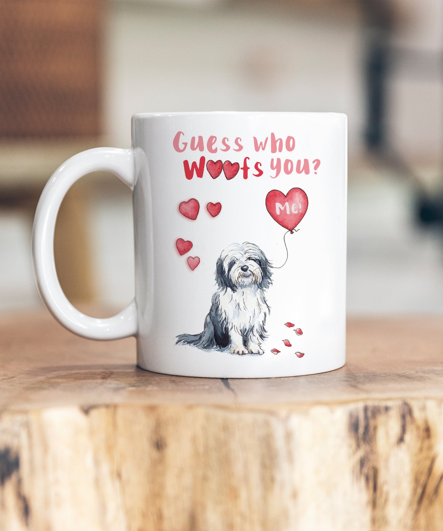 Bearded Collie Guess Who Woofs You Ceramic Mug