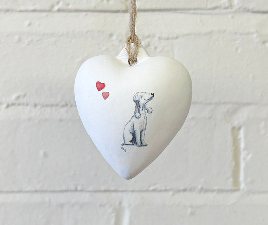 Bedlington Terrier Ceramic Heart Bauble