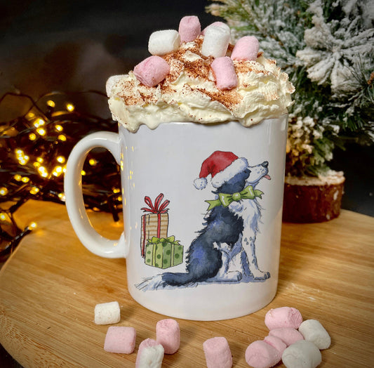 Border Collie Christmas Ceramic Mug