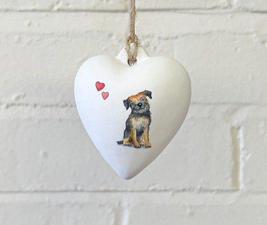 Border Terrier Ceramic Heart Bauble