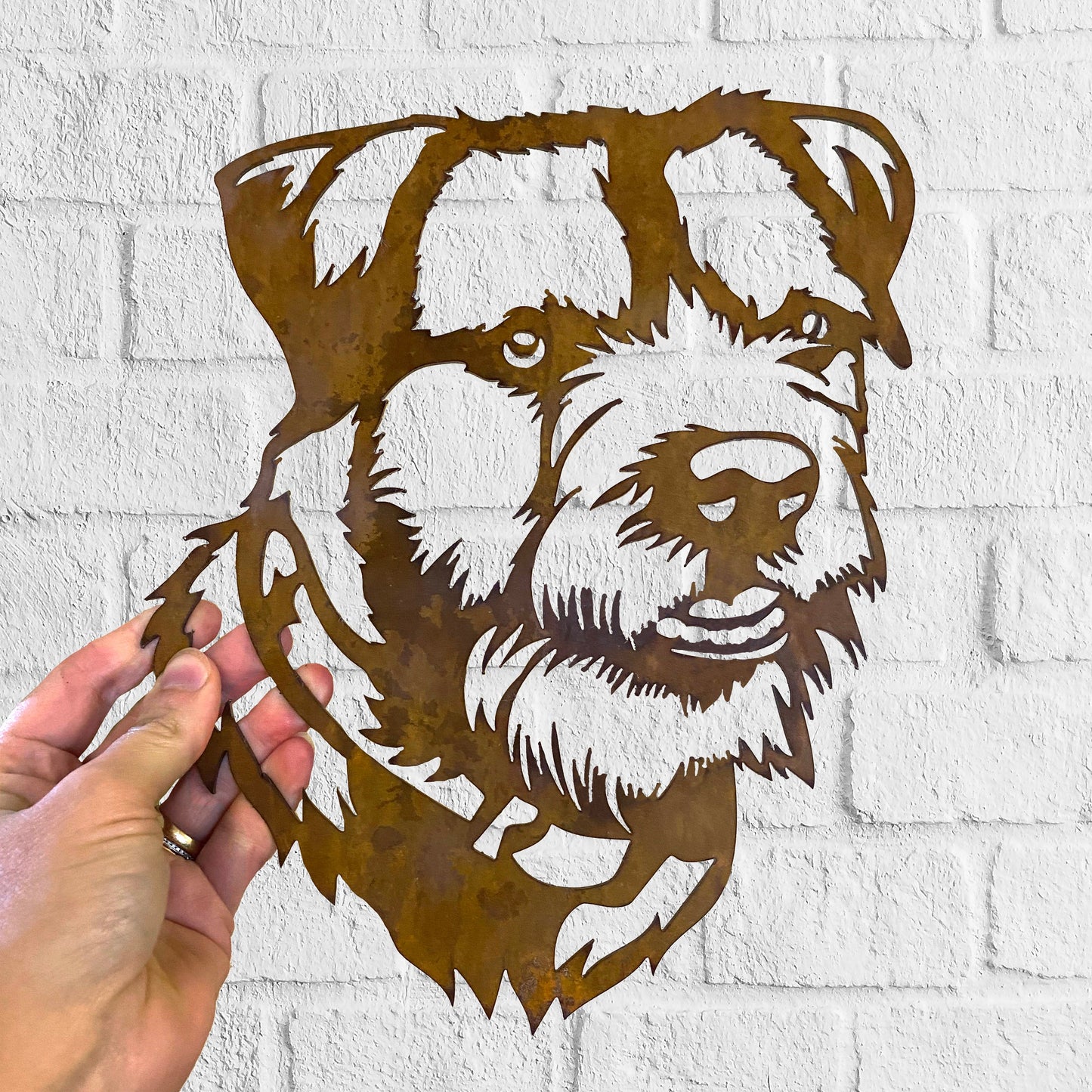 Border Terrier 2 - Rustic Rusted Pet Garden Sculpture - Solid Steel