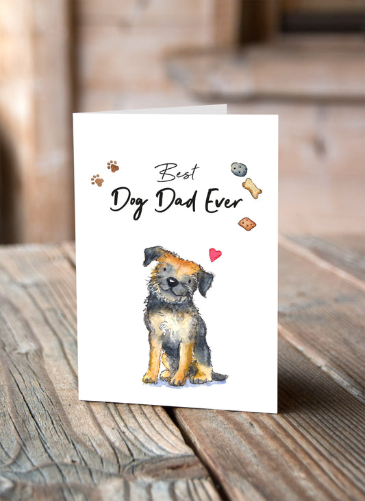 Best Dog Dad Border Terrier Greeting Card