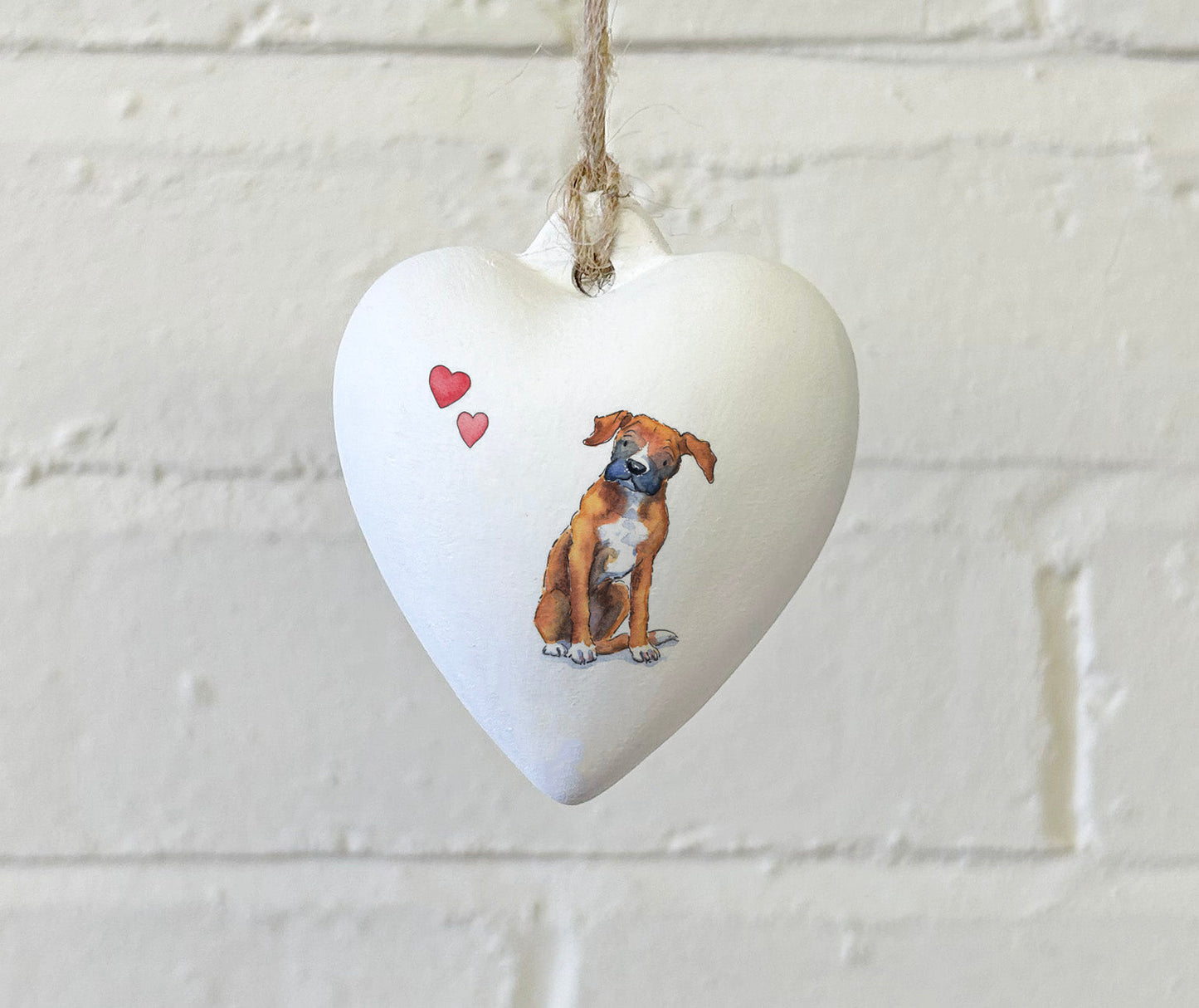 Boxer Ceramic Heart Bauble