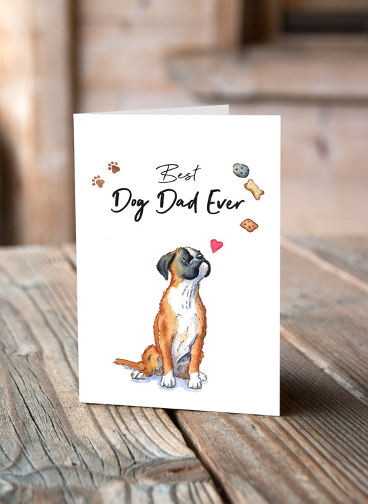 Best Dog Dad Boxer Greeting Card