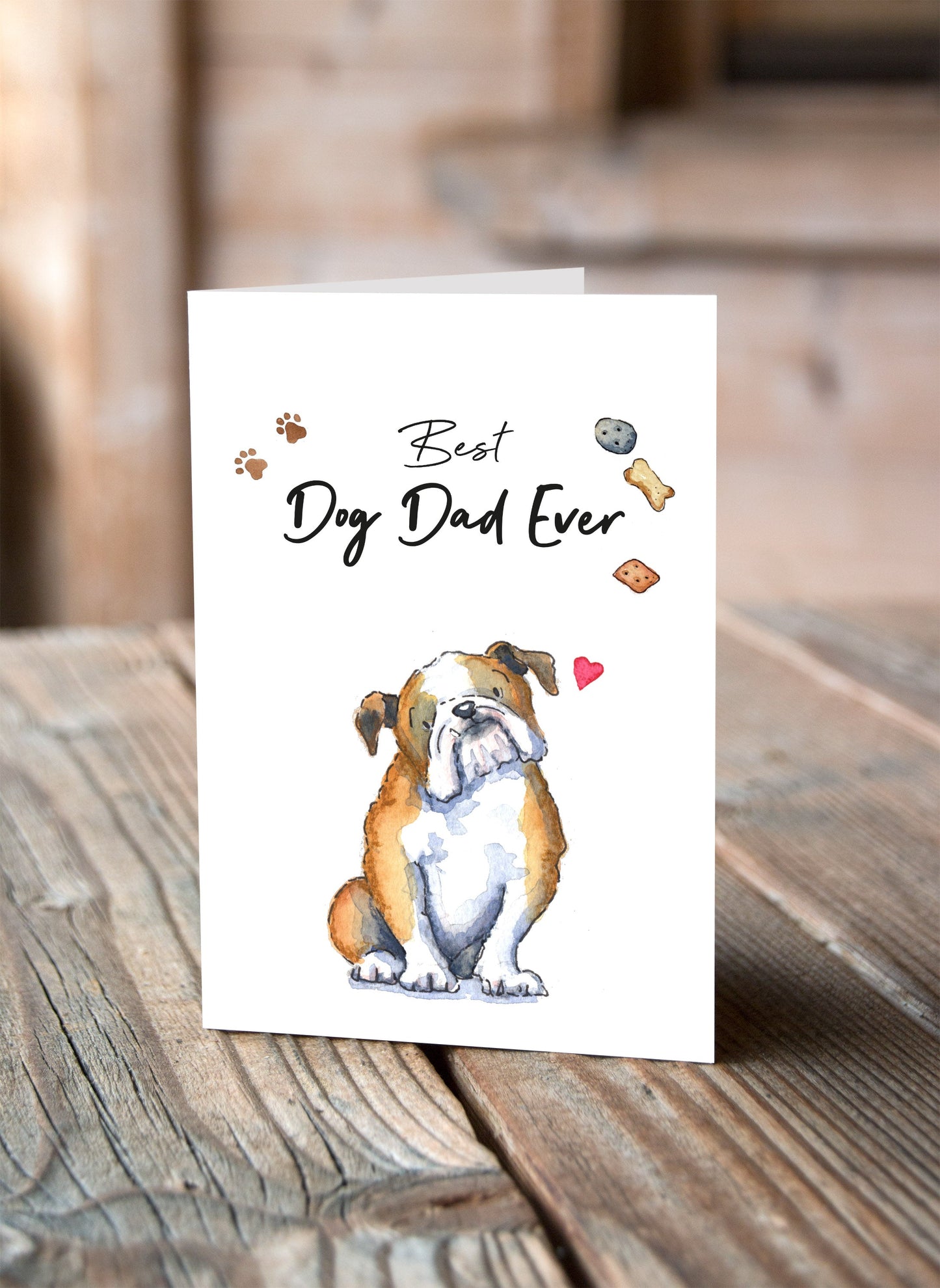 Best Dog Dad Bulldog Greeting Card