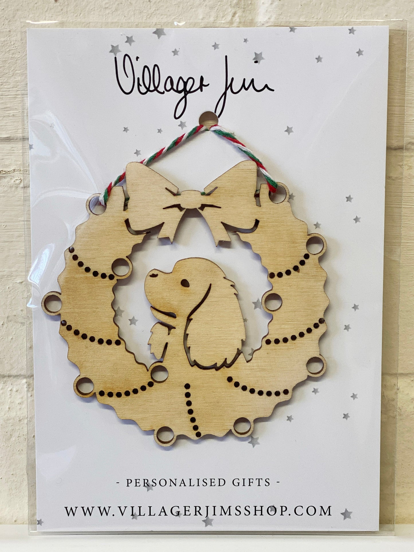 Cavalier King Charles Spaniel - Wooden Wreath Bauble