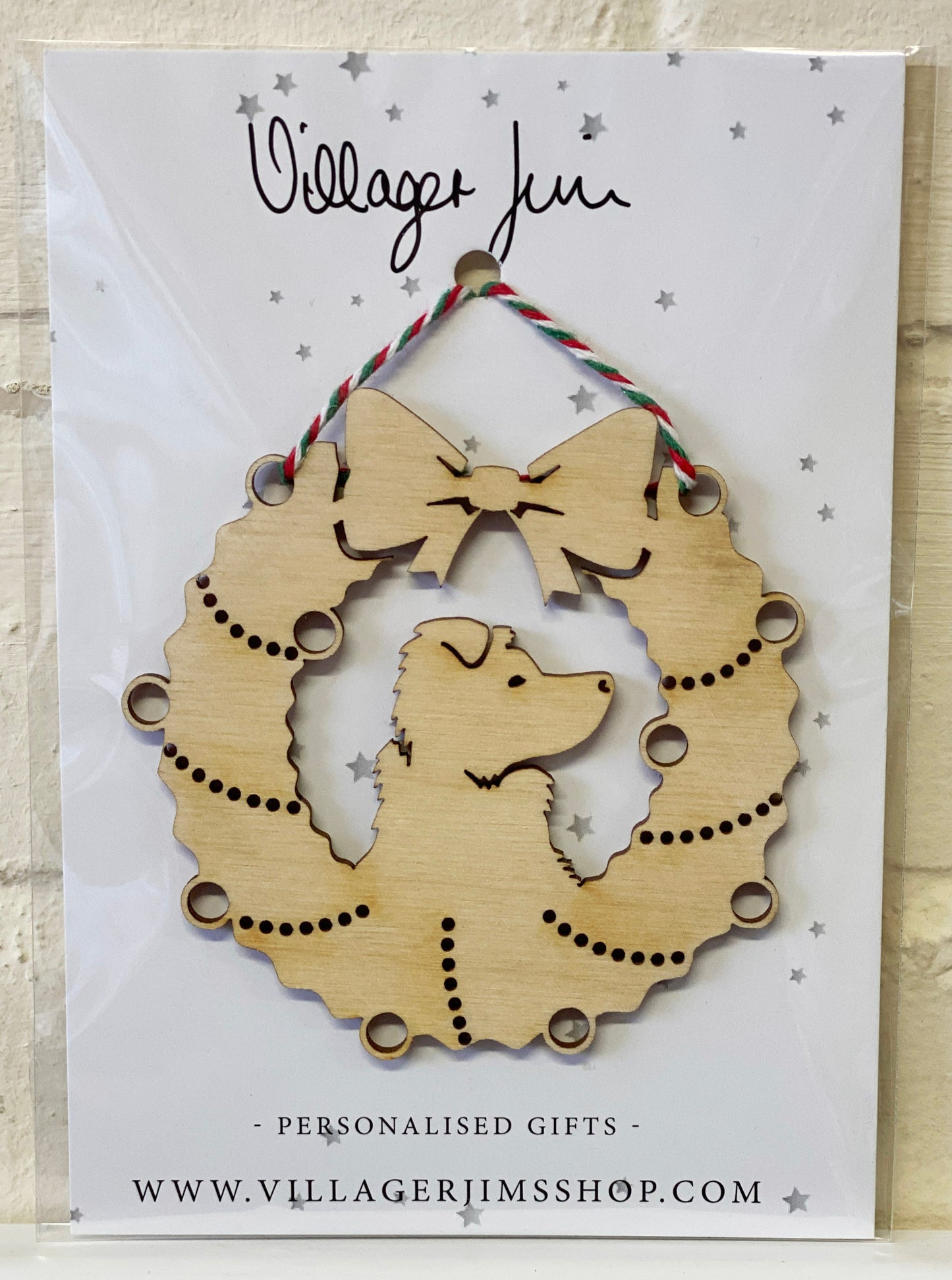 Collie - Wooden Wreath Bauble