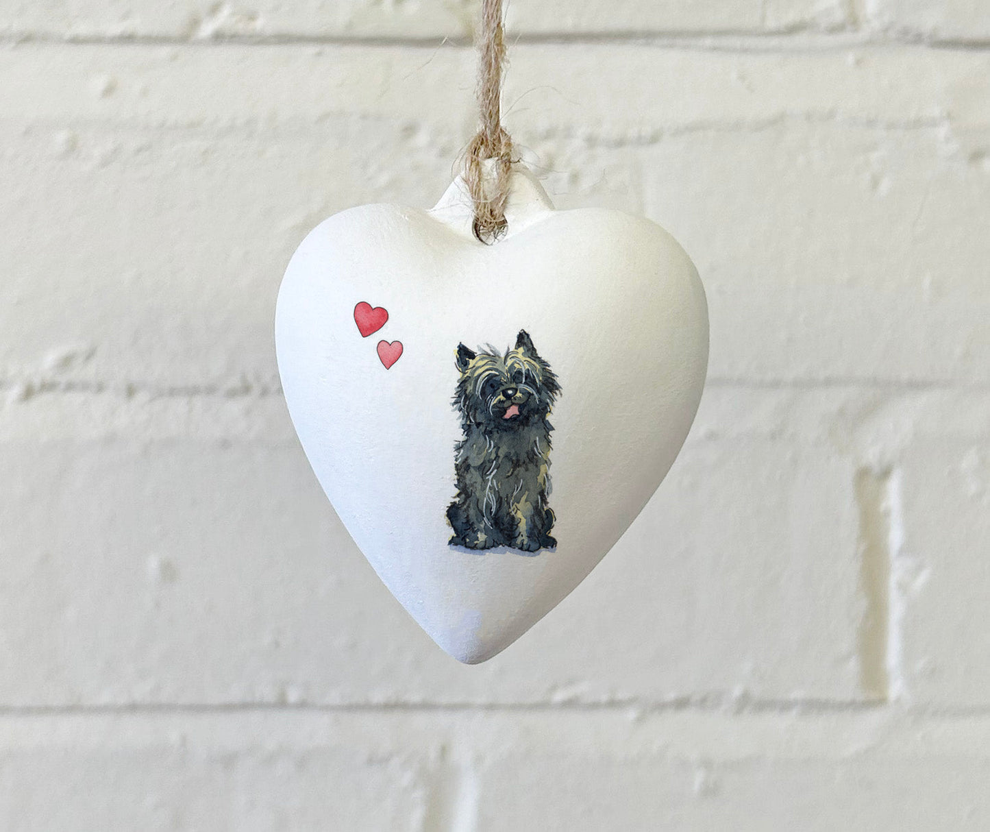 Cairn Terrier Black Ceramic Heart Bauble