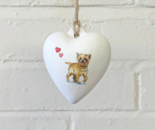 Cairn Terrier Tan Ceramic Heart Bauble