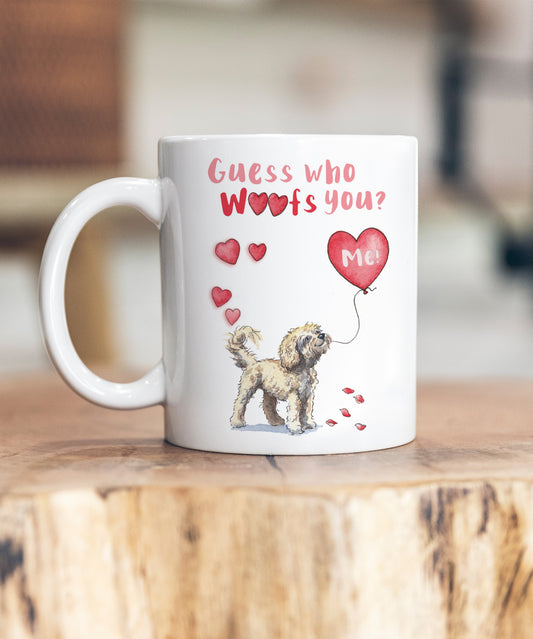 Cavapoo Blonde Guess Who Woofs You Ceramic Mug