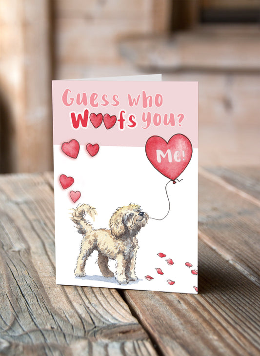 Cavapoo Blonde Valentine's Card