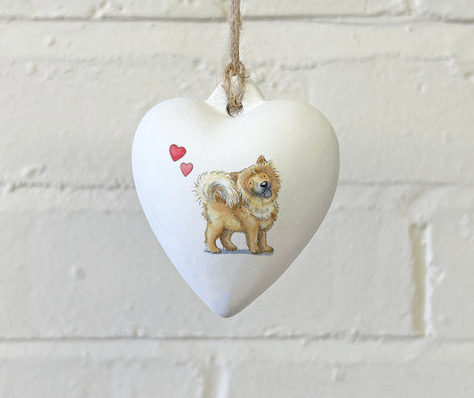 Chow Chow Ceramic Heart Bauble