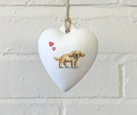 Cockapoo Apricot Ceramic Heart Bauble