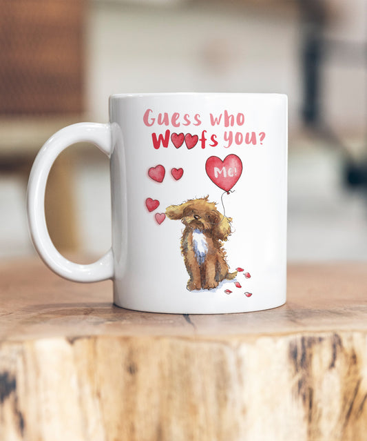 Cockapoo Brown & White Guess Who Woofs You Ceramic Mug