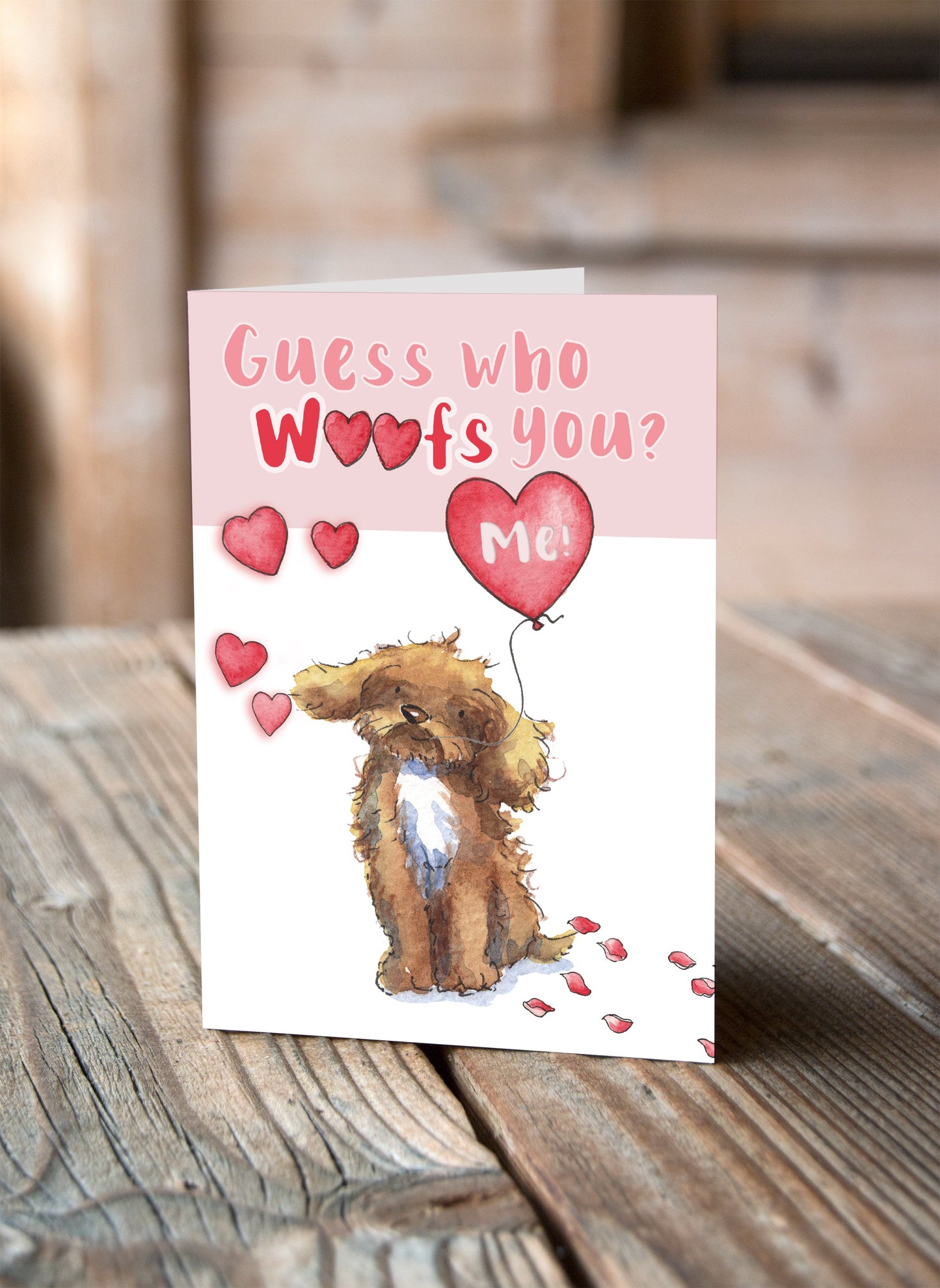 Cockapoo Red & White Valentine's Card