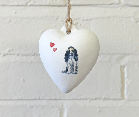 Cocker Spaniel Ceramic Heart Bauble