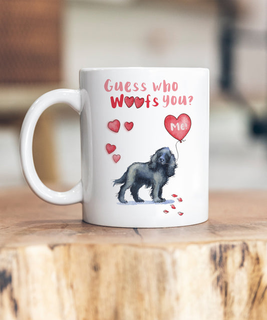 Cocker Black Guess Who Woofs You Ceramic Mug