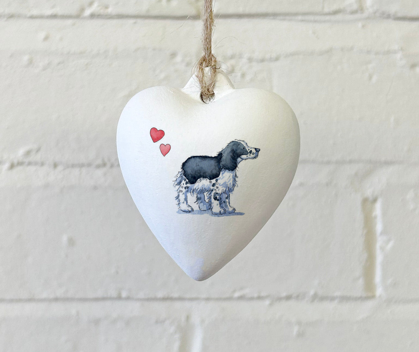 Cocker Black & White Ceramic Heart Bauble