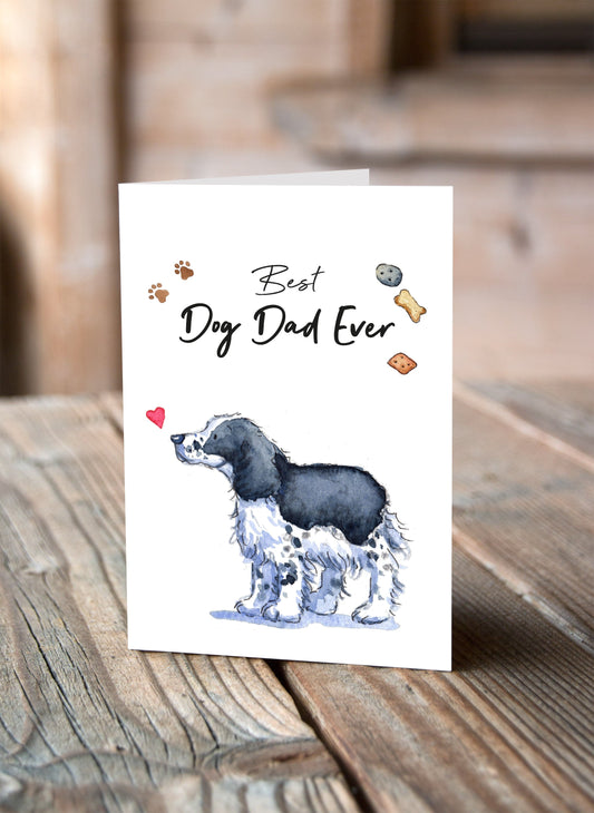 Best Dog Dad Cocker Black & White Greeting Card