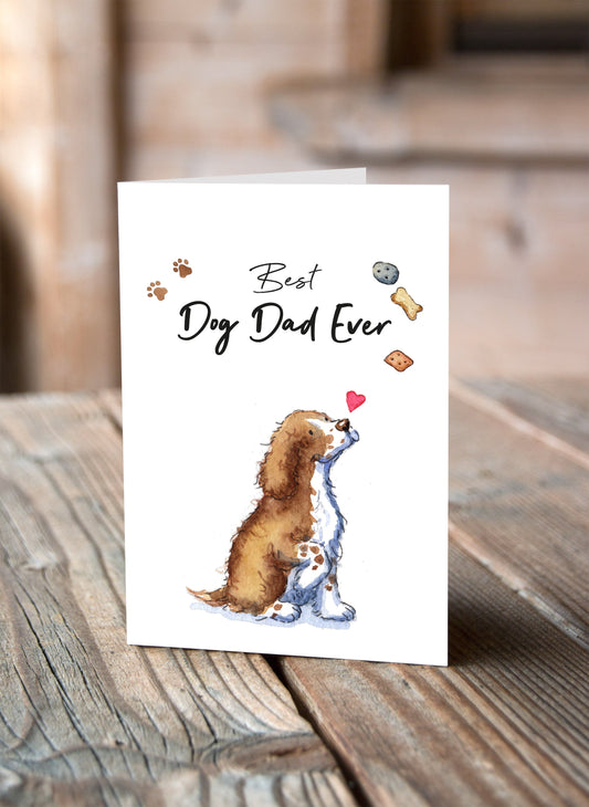 Best Dog Dad Cocker Liver & White Greeting Card