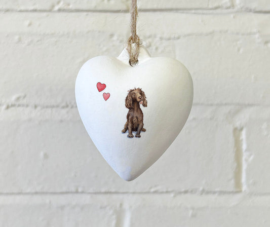 Cocker (Working) Liver Ceramic Heart Bauble