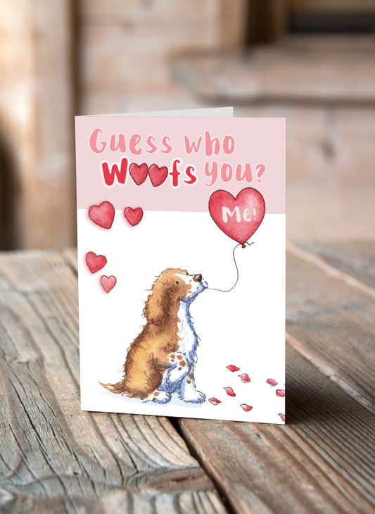 Cocker Liver & White Valentine's Card