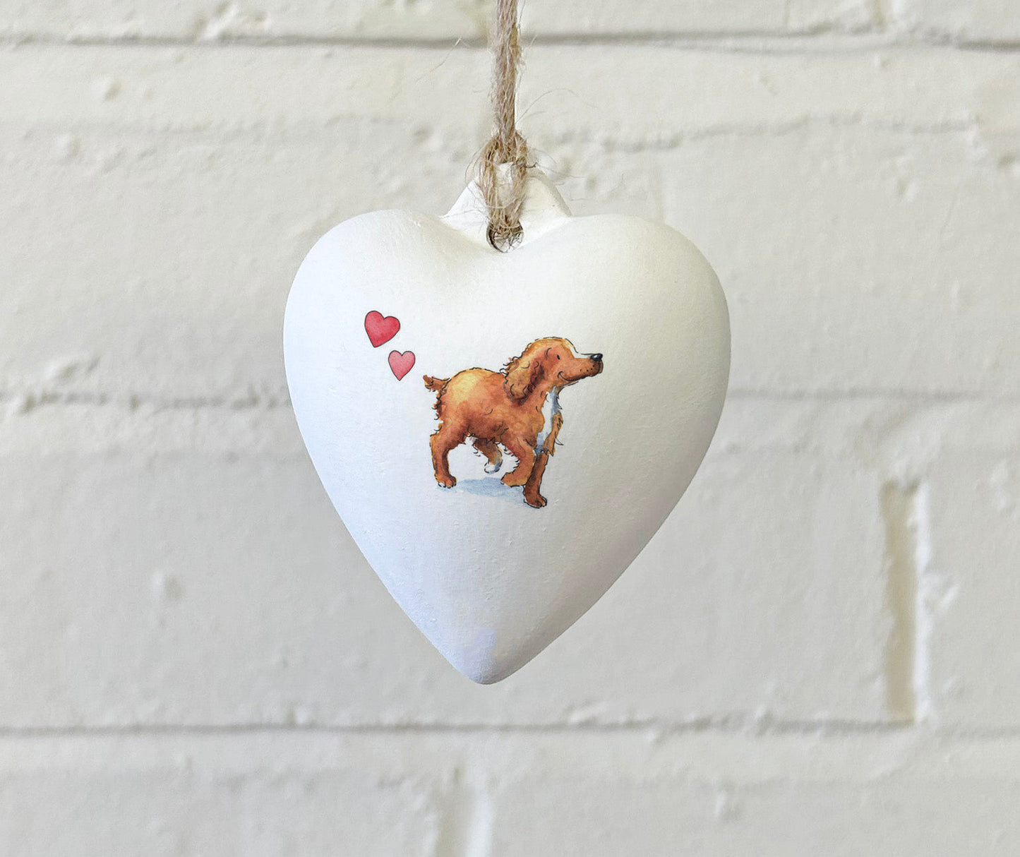 Cocker (Working) Red Ceramic Heart Bauble