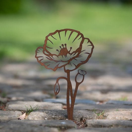 Poppy - Rustic Rusted Garden Wildlife Sculpture
