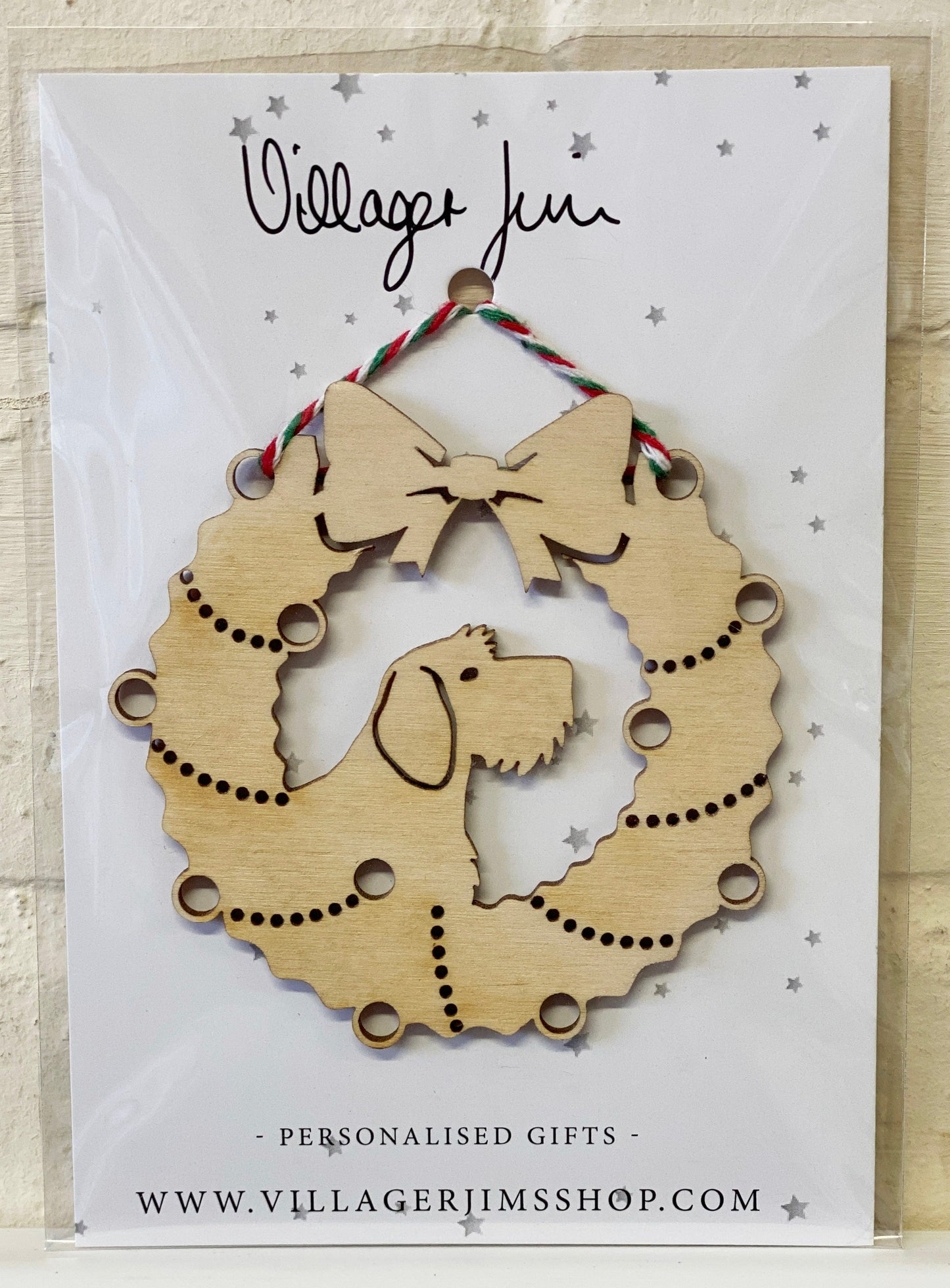 Dachshund Wire Haired - Wooden Wreath Bauble